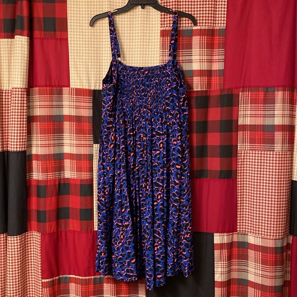 Torrid Mini Challis High-Low Skater Dress - blue animal print - Picture 6 of 6